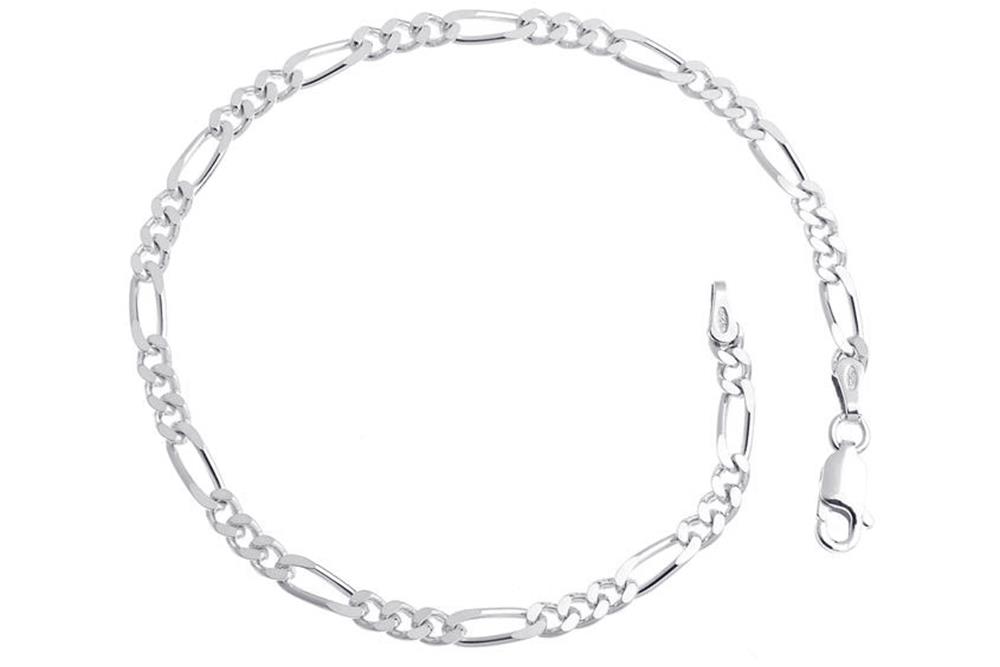 Figarokette Armband 3,4mm - 925 Silber