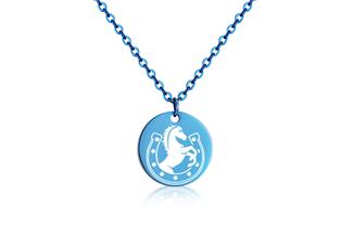 Halskette mit Anhänger Pferd - Edelstahl, blue