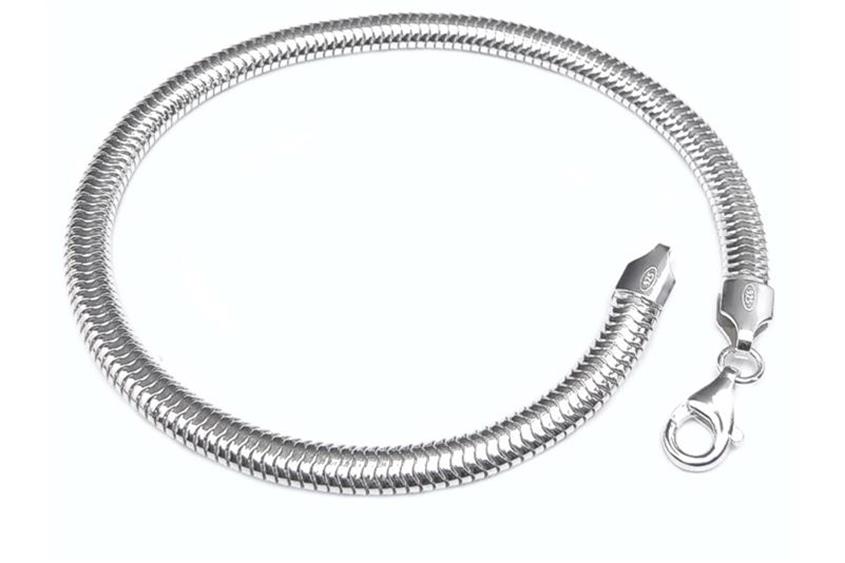 Schlangenkette Armband, oval 4,5mm - 925 Silber