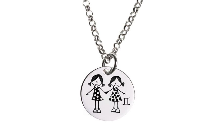 Kinder Kette ChainMAGPIE mit Sternzeichen Zwilling M - 925 Silber 925 Silber