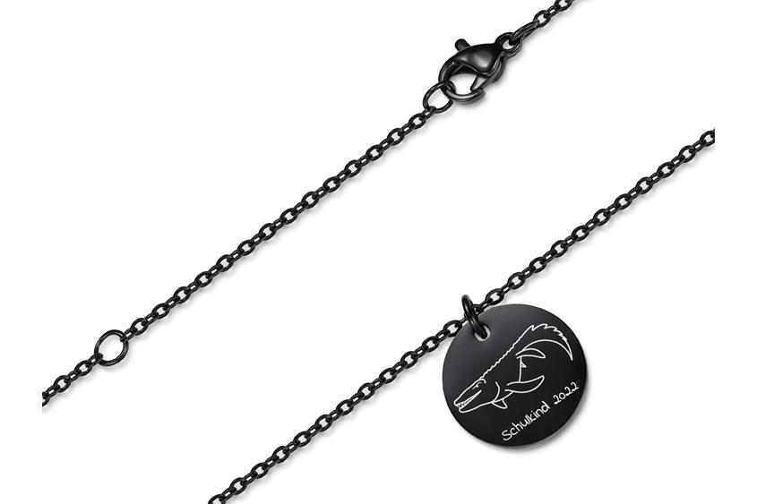 Halskette mit Anhänger Mosasaurus - Edelstahl, black