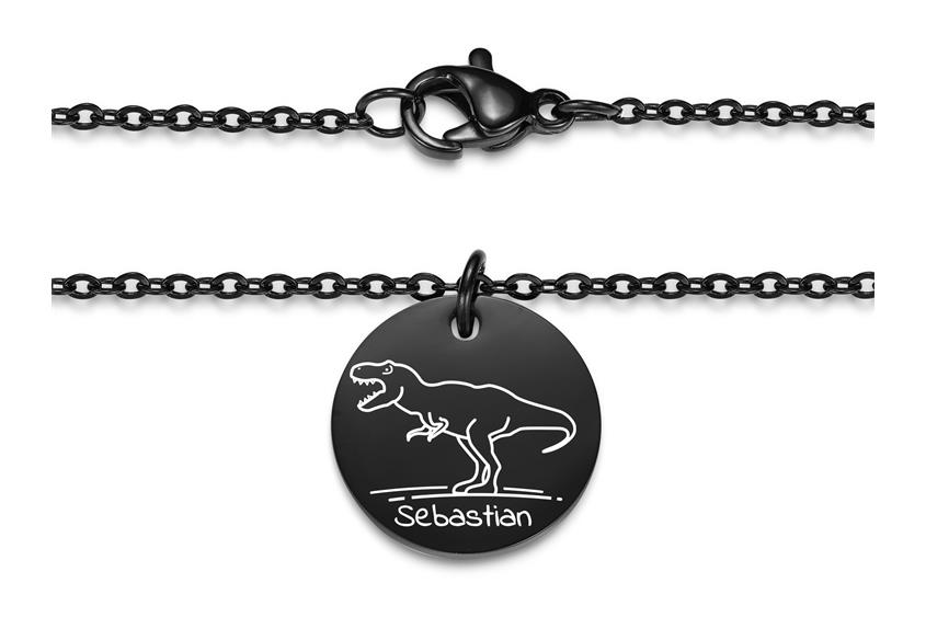 Halskette mit Anhänger T-Rex - Edelstahl, black