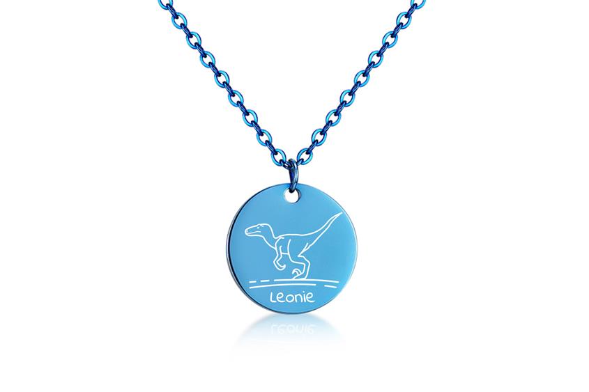 Halskette mit Anhänger Velociraptor - Edelstahl, blue