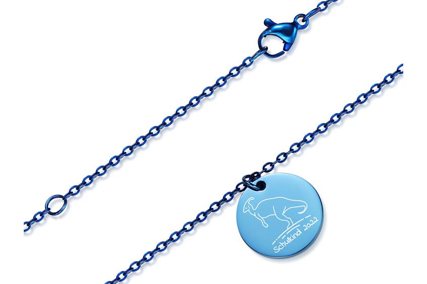 Halskette mit Anhänger Parasaurolophus - Edelstahl, blue