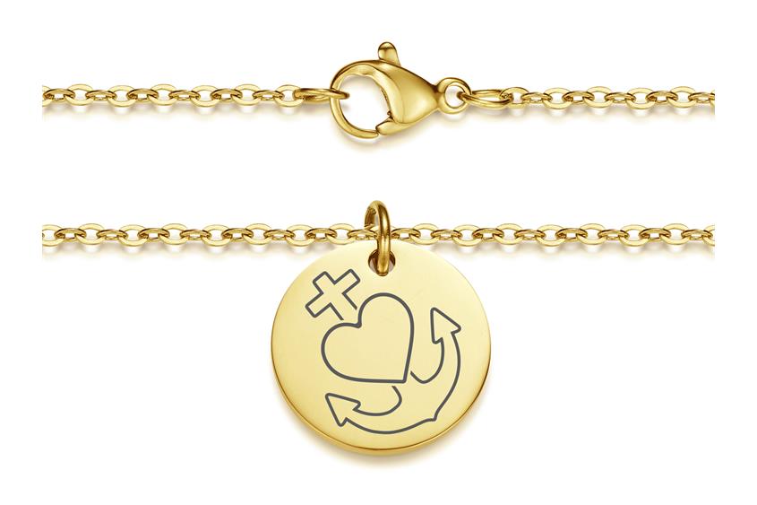 Halskette mit Anhänger Glaube, Hoffnung, Liebe - Edelstahl, gold
