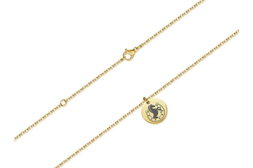 Halskette mit Anhänger Pferd - Edelstahl, gold