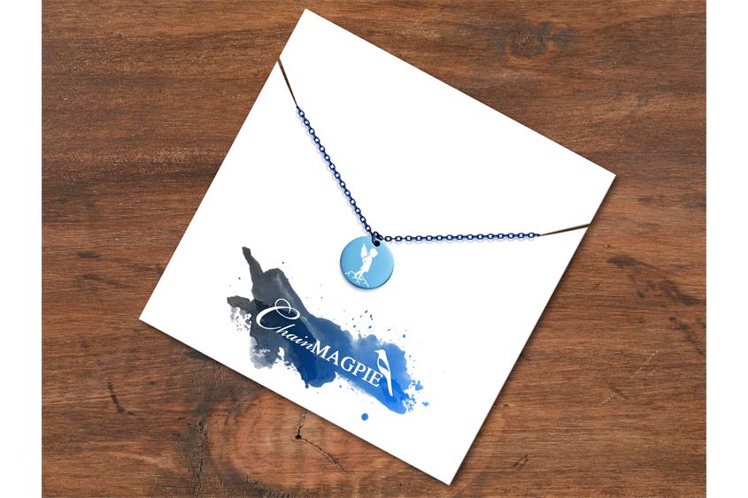Halskette mit Anhänger Engel - Edelstahl, blue